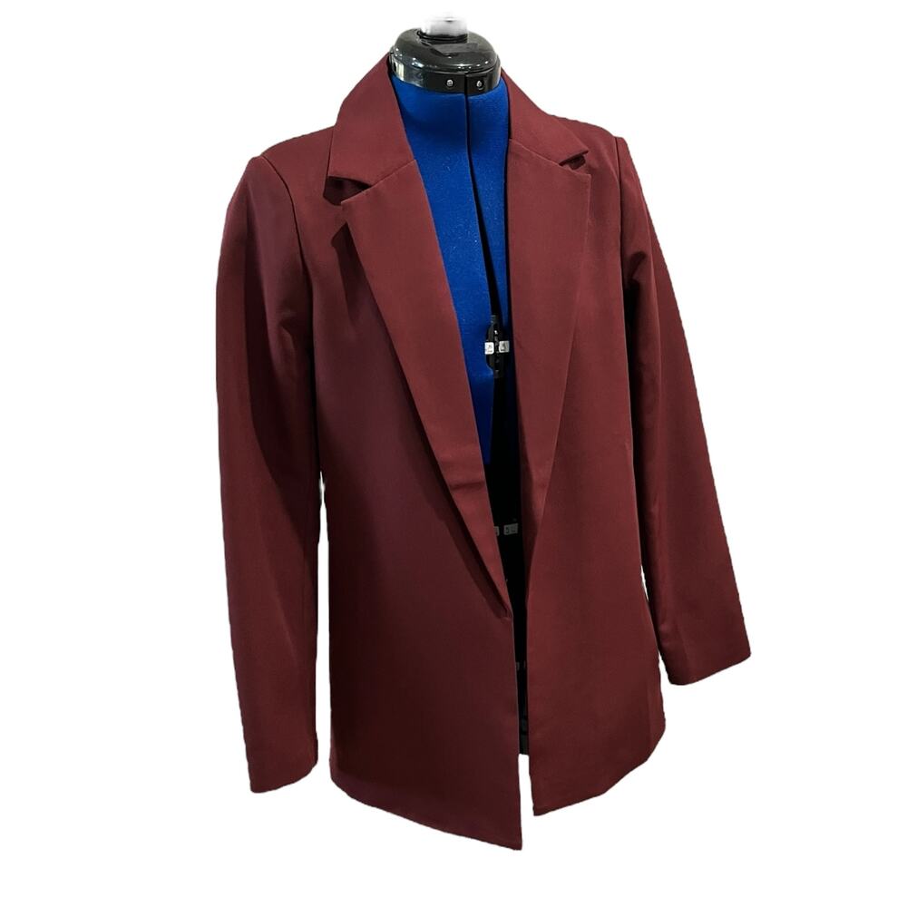 Missguided Burgundy Open Structured Blazer Size 4 Office Classic Smart Casual